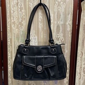 NICE BLACK SOFT FAUX LEATHER SHOULDER BAG HANDBAG